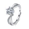925 Sterling Silver Light Luxury Side by Side Small Diamond Ice and Snow Queen 1 Carat Six-Claw Zircon Ring Birthday Gift