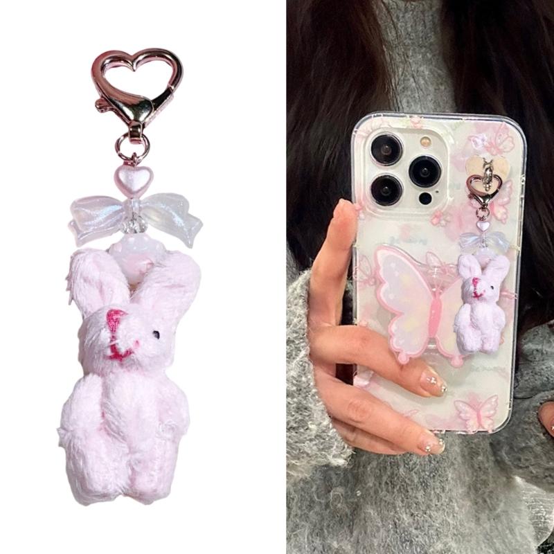Lovely Rabbit Keychain Bowknot Keyring Bag Charm Keys Holder for Women Couple Gift for Backpack Car Decoration