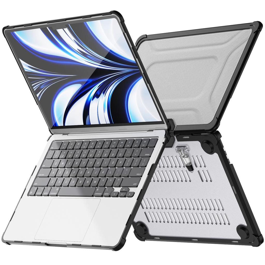 For MacBook Air 13 Inch (2025)/(2024)/(2022) M2 A2681 Laptop Case PC+TPU Kickstand Heat Dissipation Cover
