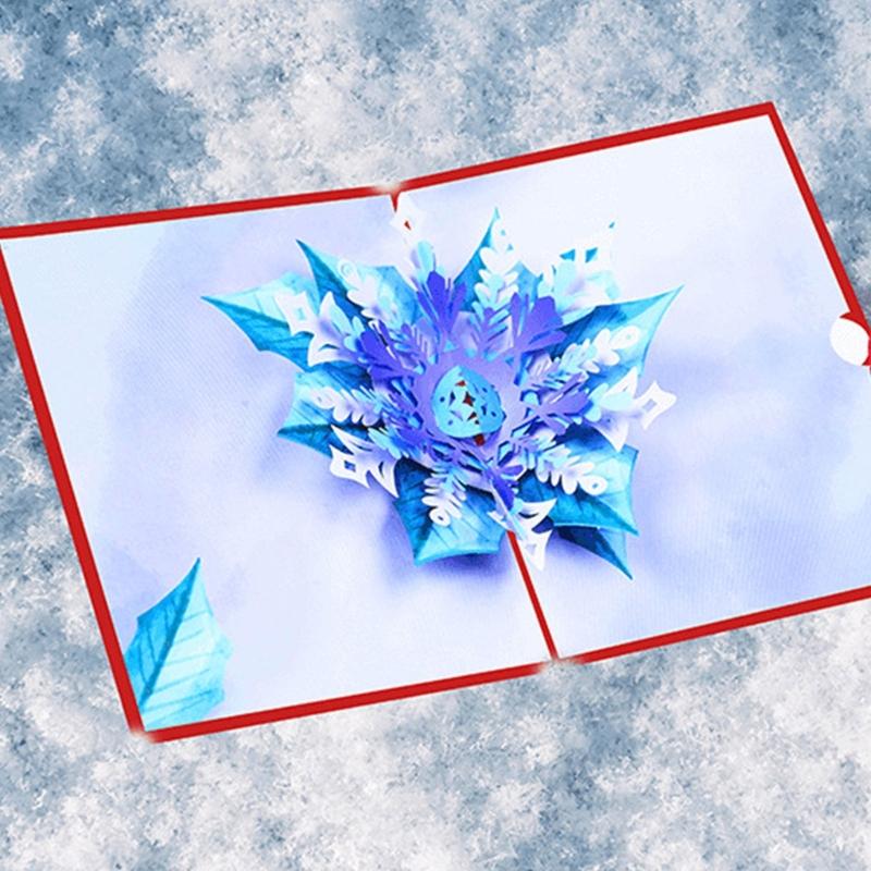 Festive Christmas Snowflake Pop up Card 3D Design with Vibrant Colors Christmas Greeting Card for Holiday