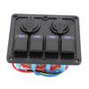 12V 24V 4 Gang Rocker Switch Panel IP65 Waterproof with Lighter Socket 2 USB for Car Boat