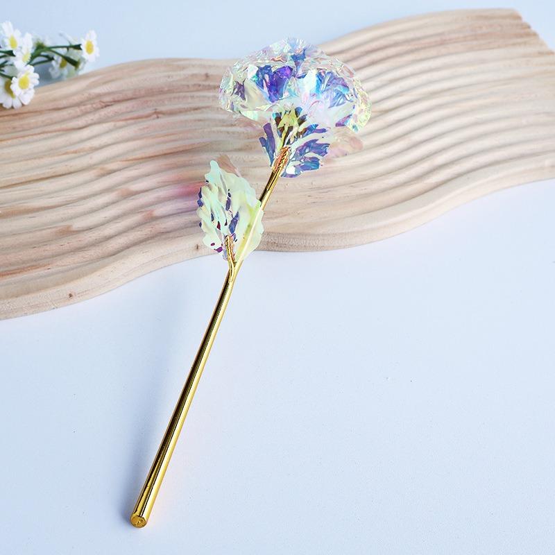 Złota Folia Róża Kwiat Kreatywny Prezent Emulowany Kwiat Prezent na Walentynki Pojedyncza Pozłacana Róża Bukiet Pudełko