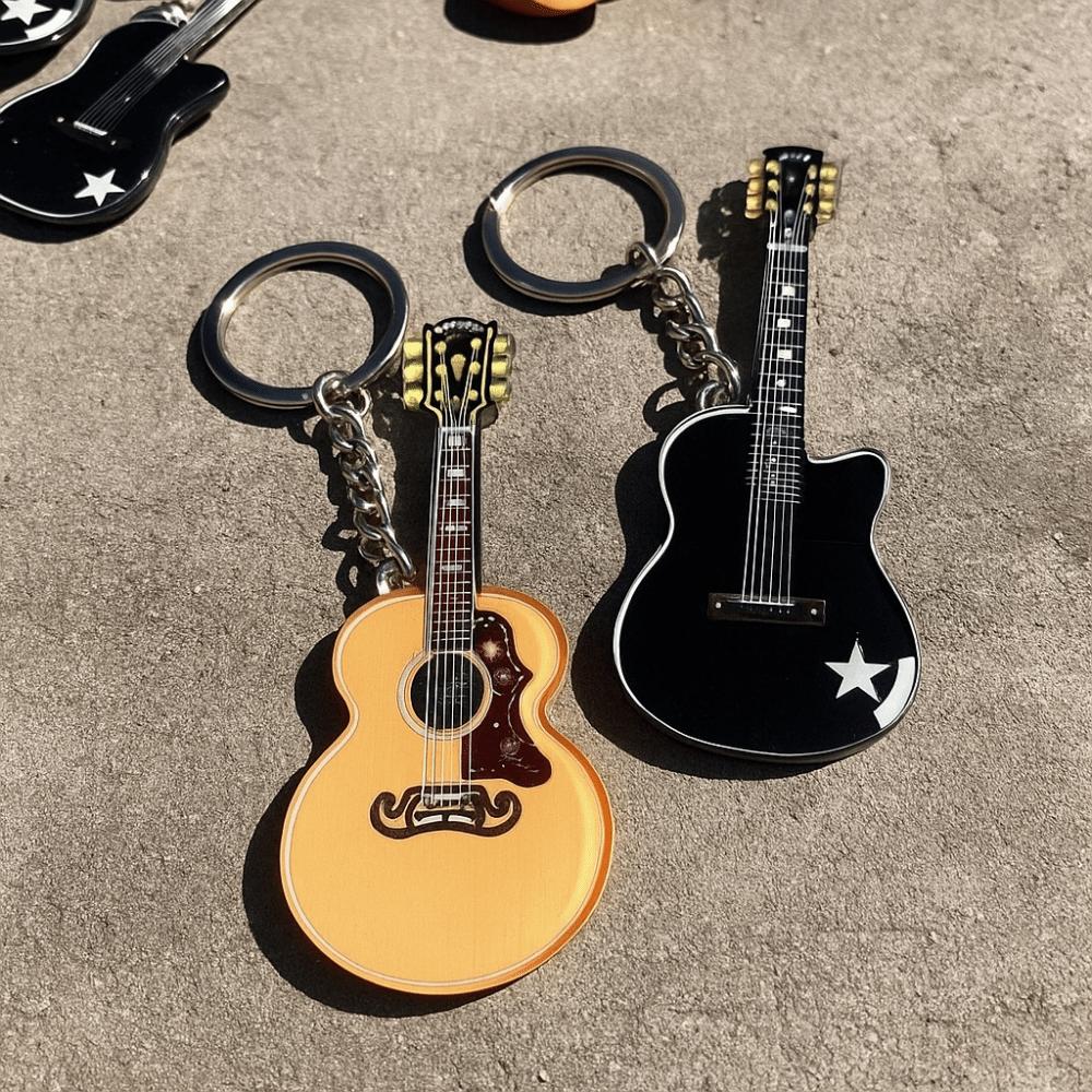 Vintage Style Wooden Guitar Charm Lightweight Acrylic Guitar Pendant Purses