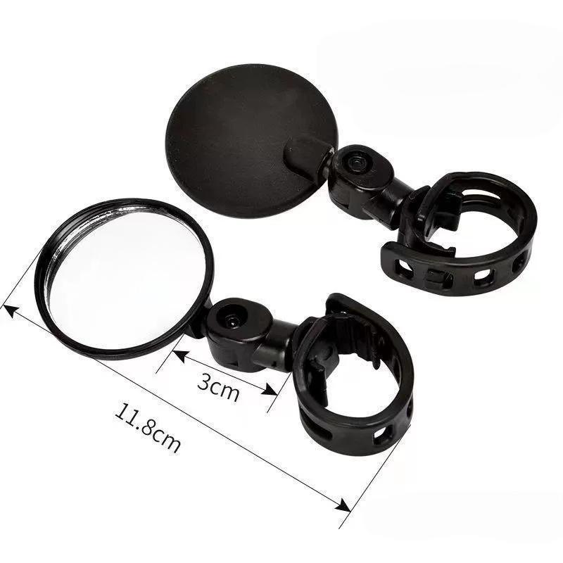 2PCS Bicycle Plastic Rearview Mirror 360 Degree Adjustable Rotatable Universal Cycling Handle Rearview Safety Lens for MTB Bike