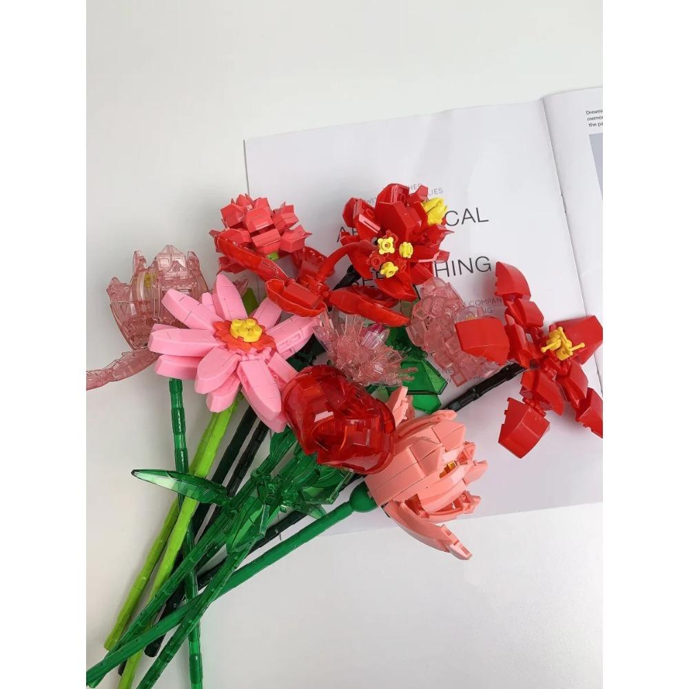 Flower Bouquet Building Blocks Kit Creative DIY Flowers Block Toys Set Gift for Kids Girls Friends Adults Beautiful Home Decor