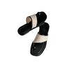 Grape Mother Same Casual Summer Square Head Toe Straw Braided Splicing Flat-bottomed Slippers Women's New Sandals