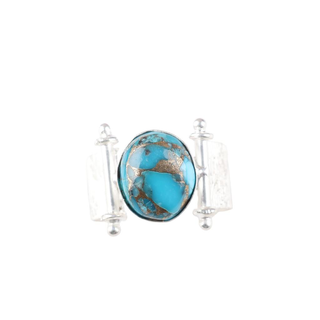 Natural Blue Copper Turquoise Gemstone 925 Sterling Silver Jewelry Handmade Ring RR-22-38