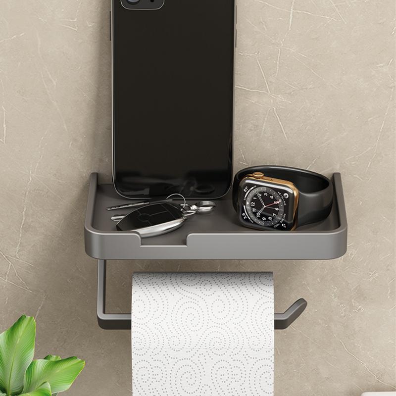 Paper Towel Holder With Shelf Paper Towel Holder Organizer Wall Mounted Kitchen Paper Holder Rack Paper Towel Roll Rack Basket