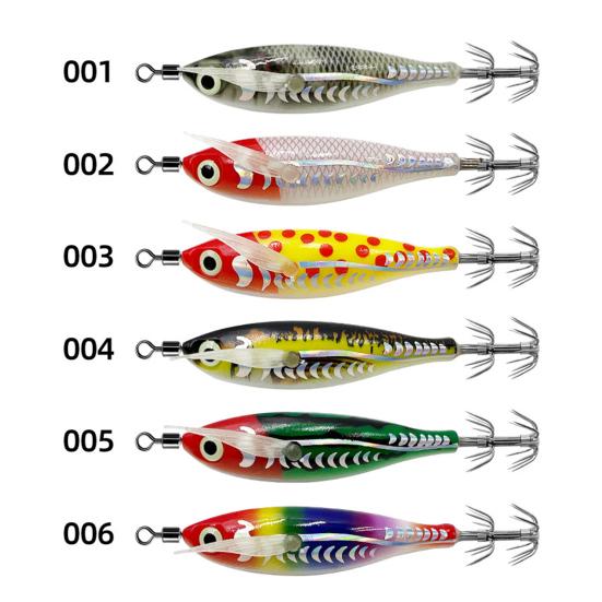8CM/5.3G Shrimp Bait with Squid Jig Hook Swivel Luminous Realistic Bionic Artificial Lure Saltwater Freshwater Bass Walleye Trout Fishing Accessories