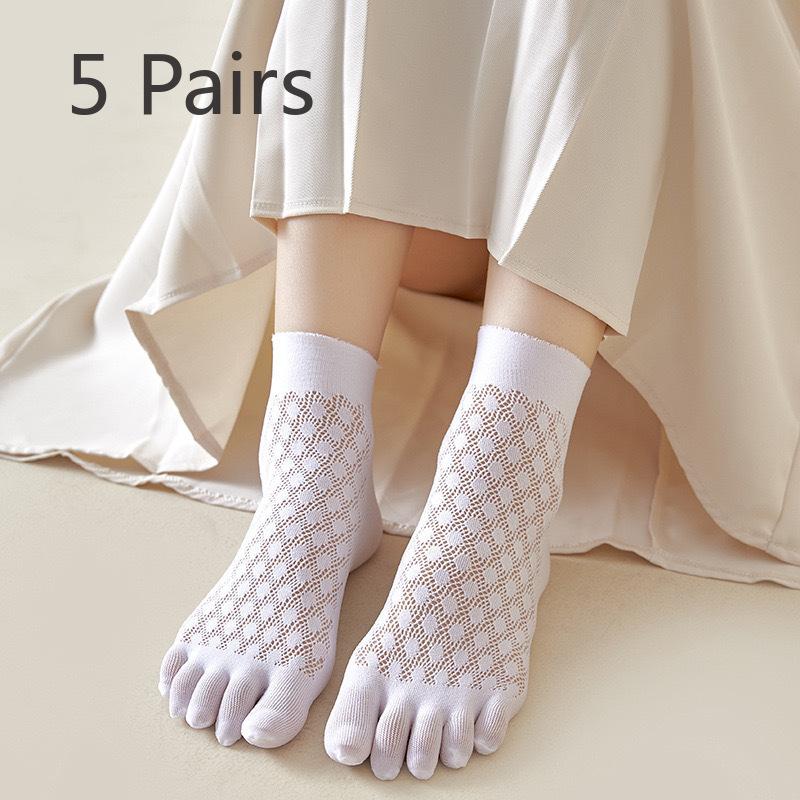 5 Pairs of Female Summer Thin Style Wicking and Deodorizing In The Tube Five Finger Socks