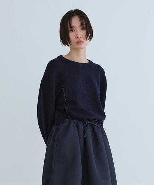 RECODE Raw Edged Detail Knit Top_R0Waw23107Nyx