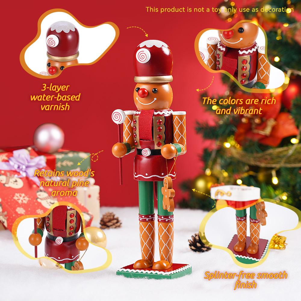 Christmas Nutcracker Chef Series Wooden Nutcracker Ornament Gingerbread Man Soldier Handcraft Doll Toy Home Desktop Decoration