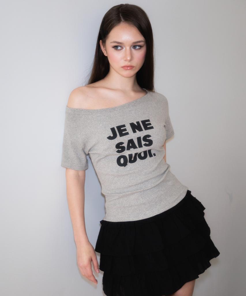 ROSEFRANTZ Minimal French Lettering T-Shirt [Gray]