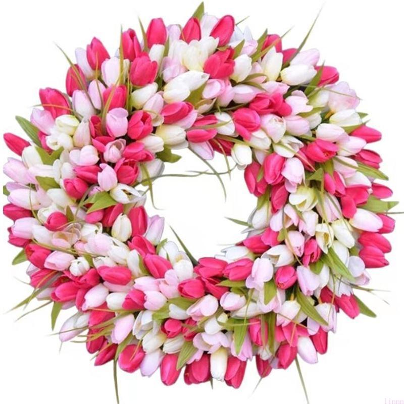 

Artificial Wreath Simulation Wedding Decoration Wall Hanging Garland for Easter Springtime Party Front Door Decor