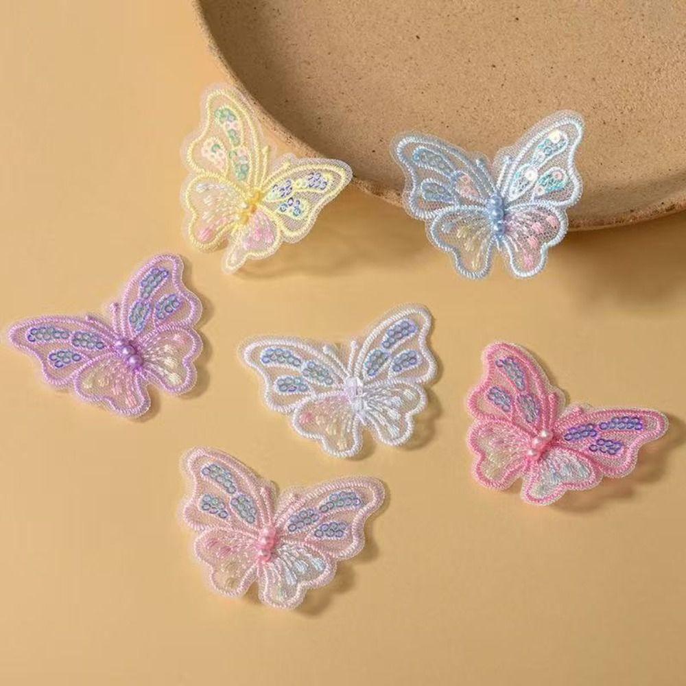 

3D Sequins Butterfly Embroidered Patches Single Layer Clothes Sewing Patch Bridal Hair Accessories світло-рожевий колір