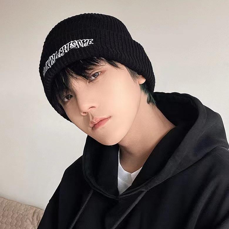 Male Embroidered Beanies Hats Winter Autumn Skullcap Women Warm Letter Embroidery Pattern Knitted Hat Adult Soft Unisex Caps
