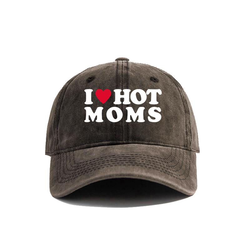 

I Love Hot Moms Baseball Cap Summer Distressed Dad Hats Men Women Outdoor Adjustable Caps MZ477