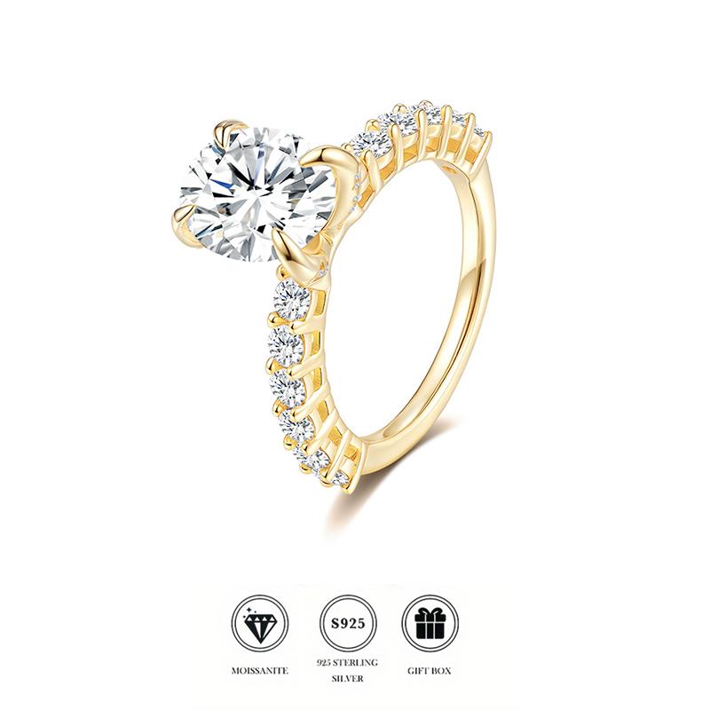 18K Gold Platin Ovaler Moissanit Verlobungsring S925 Silber Mikro-Inlay Pavé Seitenstein Damen Luxus Hochzeits Versprechensring