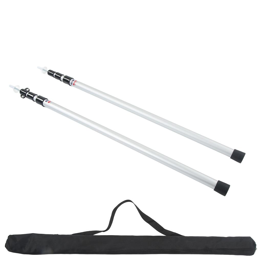 2pcs Camping Tent Poles Aluminum Alloy Adjustable 95 to 235cm Telescopic Canopy Supporting Rods with Storage Bag for