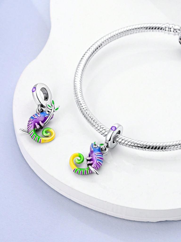 Copper Colors Cute Animals Chameleon Dinosaur Beads Charm Pendant For Original Bracelet For Women Diy Jewelry Love Gift