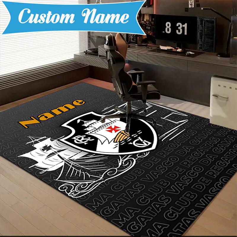 Custom Name Vasco da Gama Crest Rug Game Carpet, Floor Mat for Bedroom Living Room Entryway Rug, Home Decor Idea Gift for Christmas birthday