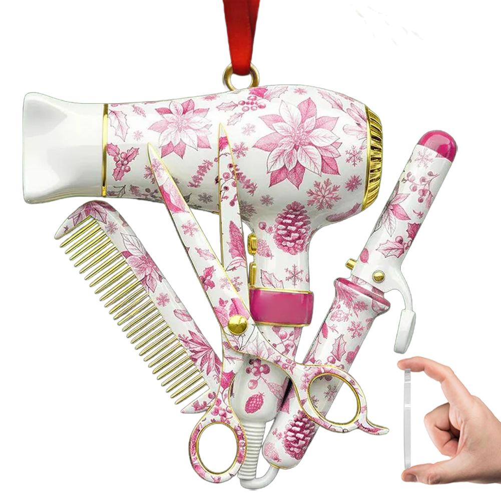 

Hairstylist Toile De Jouy Ornament Acrylic Ornament, Gift For Hairdresser Stylist Salon Owner Hair Tools Ornament Party Supplies