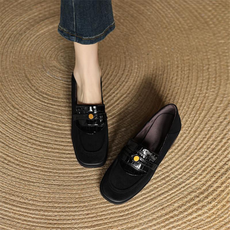 Fashion New Autumn Winter Sheep Suede Women Pumps Shoes for Women French Round Toe Low Heel Loafers Zapatos Mujer Chunky Heels Ladies
