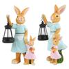 Resin Rabbit Garden Ornament with Solar Lantern Cute Rabbit Animal Ornament for Xmas Party Outside Patio Yard Lawn Porch Decor