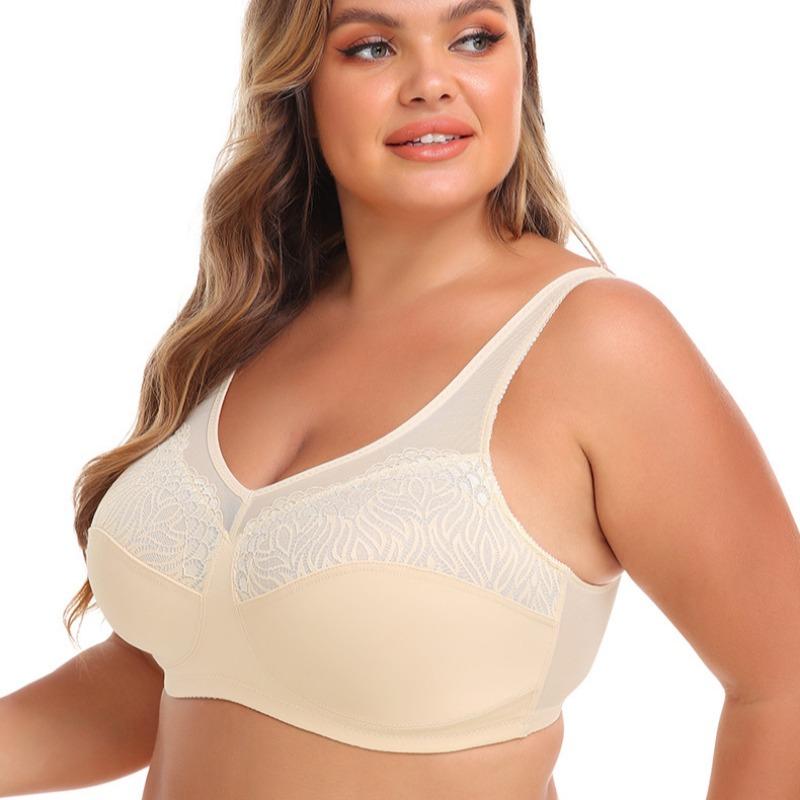 Sexy European and American Lace Large Size Bra Without Steel Ring for Women E Cup Bra