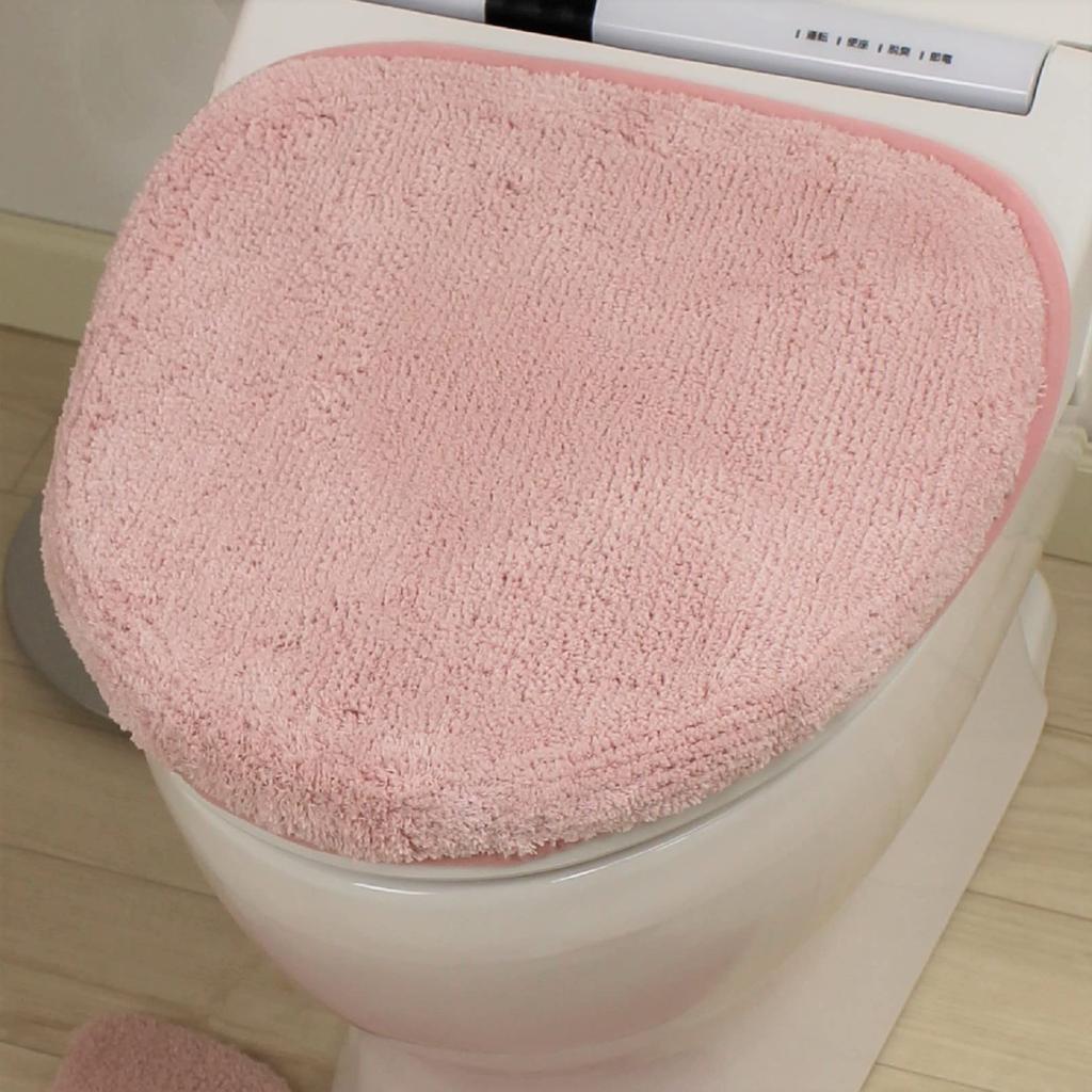Senko B.B.collection Cushionie 2 Toilet Lid Cover with Adhesive Sheet, Pink, Solid Color, Simple Design, 11817
