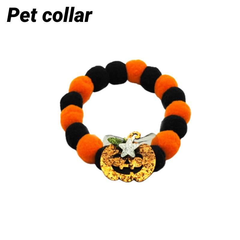 Candy Pet Colorful Halloween Cat Dog Ball Collar Adjustable Elastic Pet Halloween Ornaments Style D,30cm/11.81in