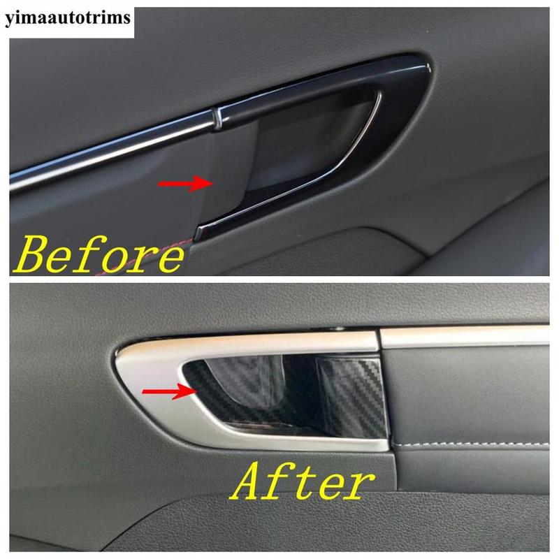 Car Inner Door Handle Bowl Frame Cover Trim Fit For Hyundai Sonata DN8  -  Matte / Carbon Fiber ABS Interior Accessories