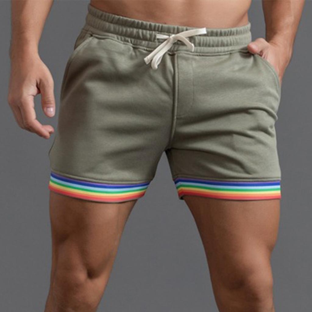 Stylish Men's Swim Shorts with Rainbow Hem, Quick-Dry Fabric, for Beach, Pool, Gym Model LZF250300, Sizes S-XXL
