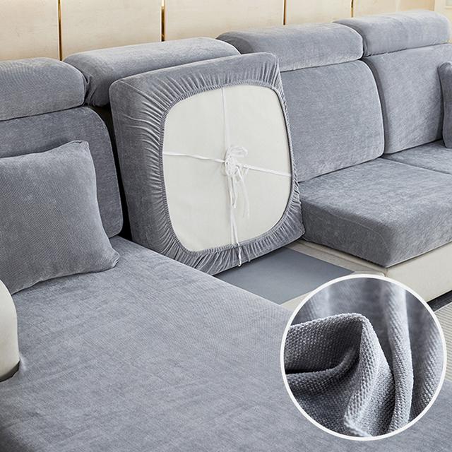 New Thick Elastic Sofa Seat Cushion Covers Solid Color Sofa Cover For Living Room Removable L Shape Armchair Couch Slipcovers
