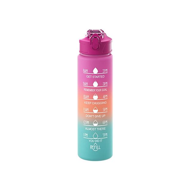 Large Capacity Sports Water Bottle With Straw Portable Handle Heat-resistant Outdoor Frosted Plastic Gradient Color Space Kettle