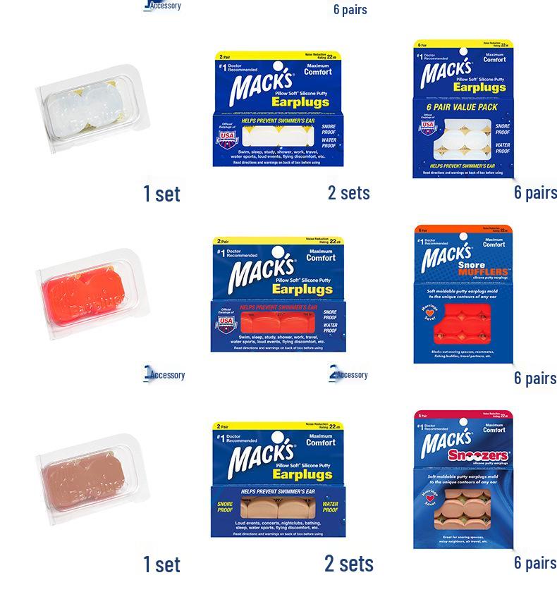 MACK'S Silicone Earplugs for Sleep, Snoring Reduction, and Soundproofing