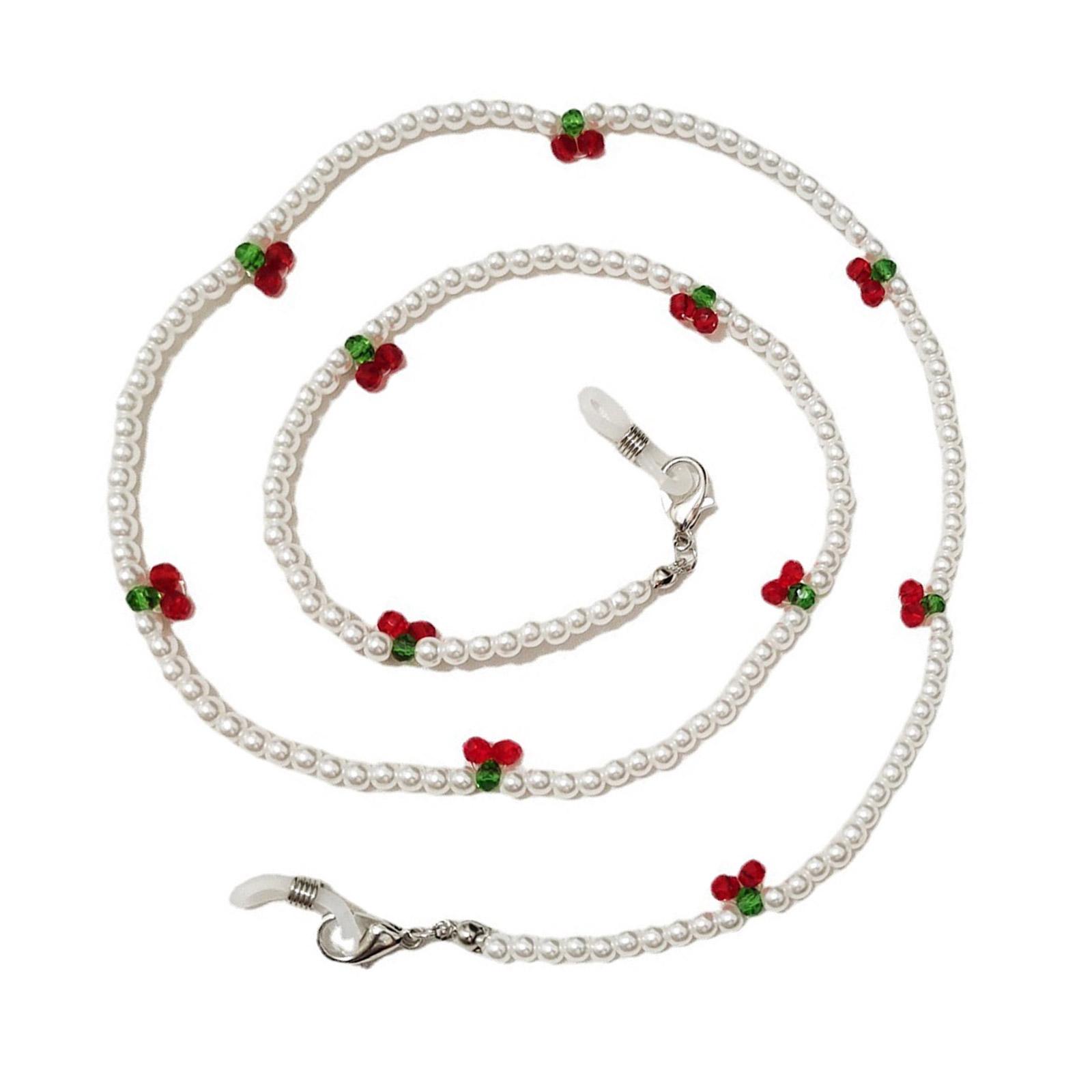 

Цепочка для очков в стиле ретро с вишней, изысканный шнурок для солнцезащитных очков с жемчужными и вишневыми украшениями 1