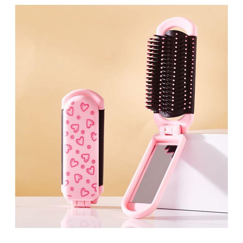 Coolkiss - Heart / Butterfly Plastic Foldable Portable Hair Brush with Mirror