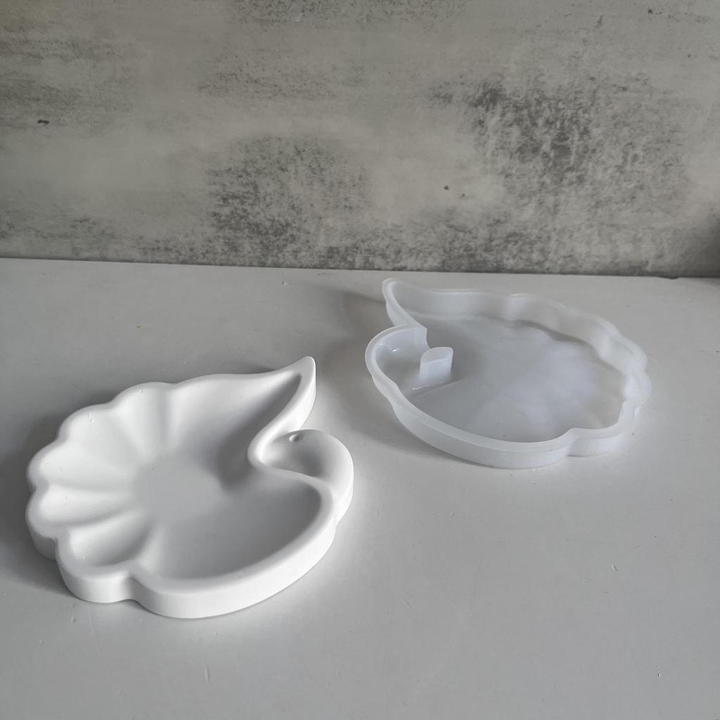 Swan Tray Coaster Casting Clay Silicone Molds DIY Cygnus Feather Jewelry Display Plate Gypsum Plaster Mould Organizer Resin Mold