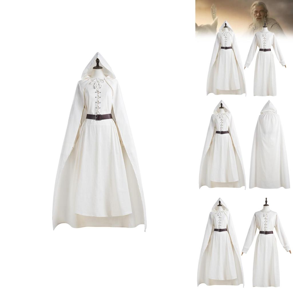 Stupendo Set Costume Cosplay di Gandalf per Halloween con Mantello e Tuniche Unisex