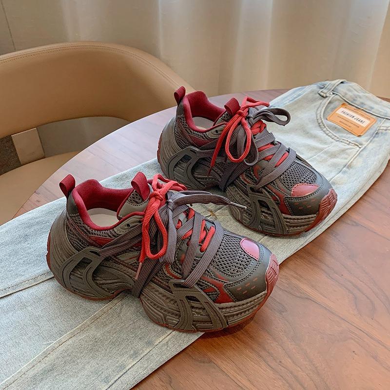 Thick-soled Heightening Strap Dad Shoes for Women's Spring New Ankara Retro Casual Sneakers for Women