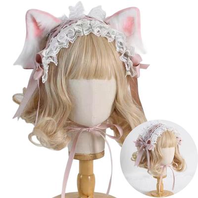 Headdress Cat Ears Cat Ears Headband Lolita Ribbon Hair Accessory Hair Ornament Bowknot Lace Cat Ears Gothic Lolita Maid Mori Girl Head Accessory Cute