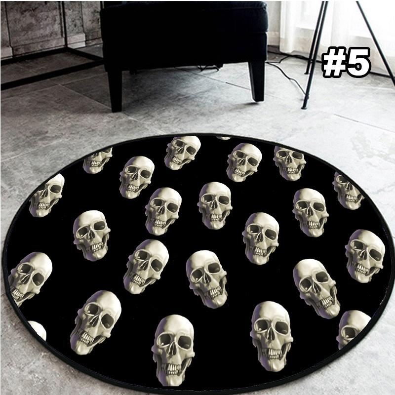 Skull Printed Soft Fabric Round Floor Mat Carpet Room Area Bedroom Rug Carpets for Living Room  Alfombra