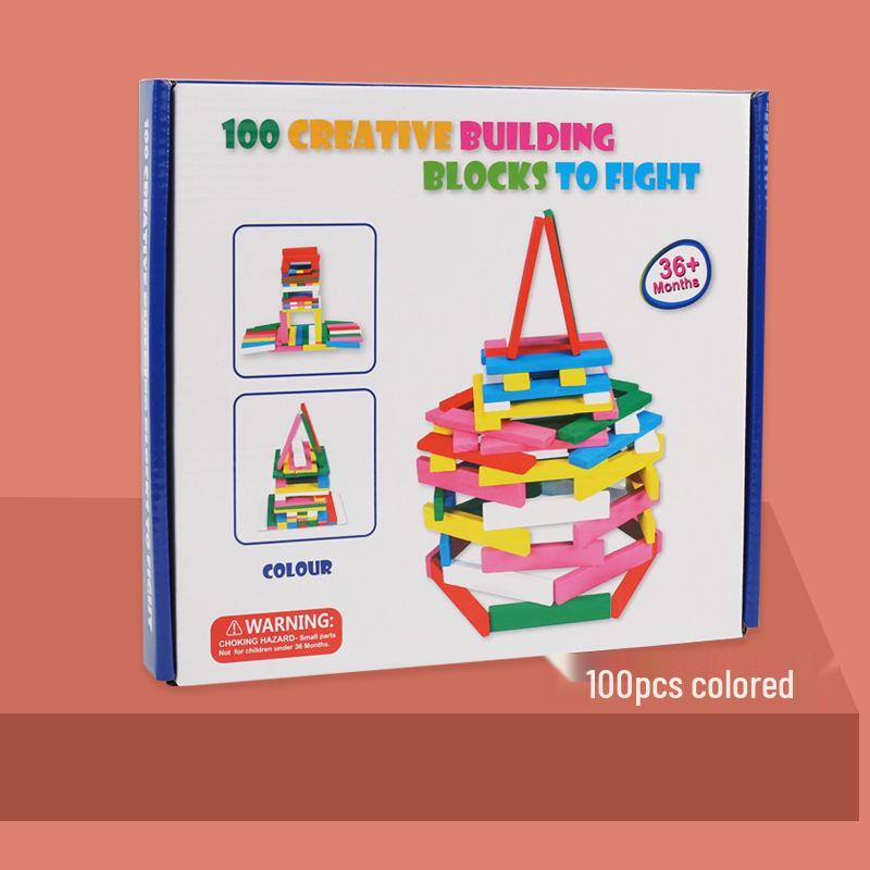 100-Piece Archimedes Blocks Set for Creative Building - Natural Wood Toy for 3+ Years