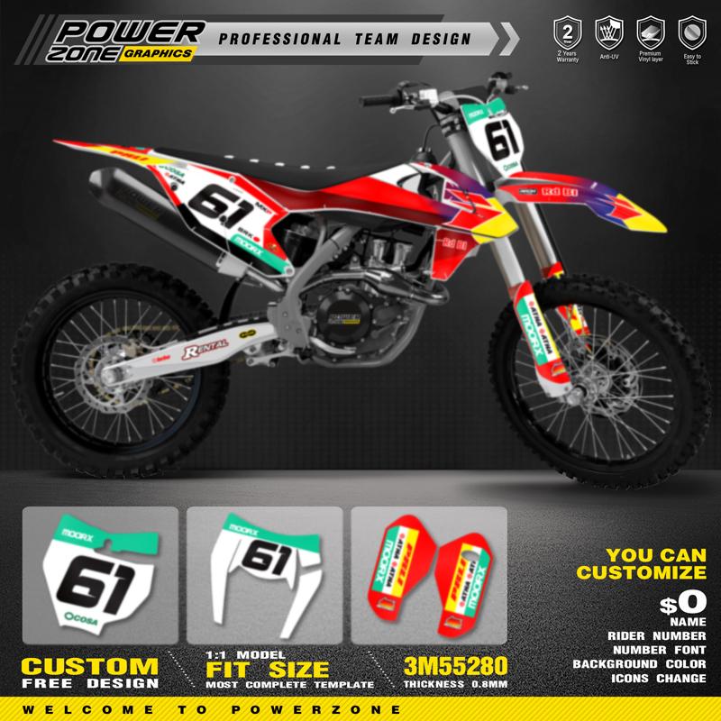 PowerZone Custom Team Graphics Backgrounds Decals Stickers Kit For KTM SX SXF MX 16-18  EXC XCW Enduro 17-19 125 to 500cc 119