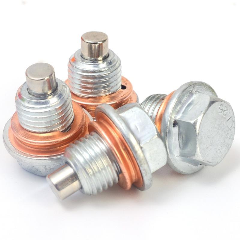 Magnetic Oil Drain Plug M12 X 1.25 Neodymium Magnet Stainless Steel Bolt with Seal Ring Heavy Duty Oil Plug for Toyota Nissan
