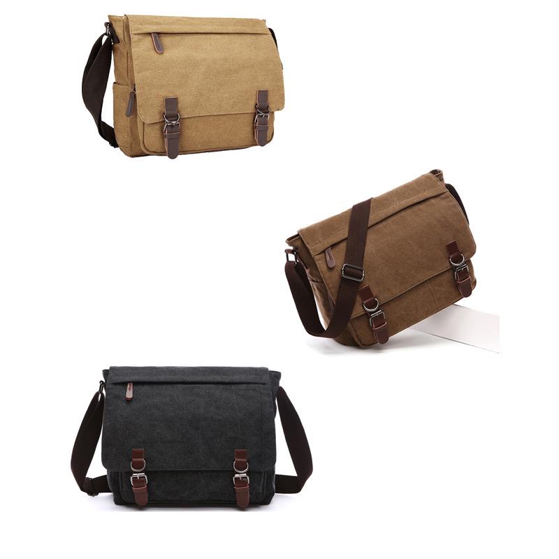 Men's Canvas Messenger Bag - Travel Crossbody, Shoulder Laptop Bag, Briefcase