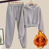 Small Autumn and Winter Casual Fashion Suit Women's Velvet Thickened Hooded Sweatshirt Sweatpants Sportswear Winter Two-piece Set