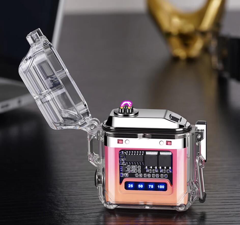 1PC New Transparent Shell Double Arc USB Electronic Lighter TYPE-C Fast ChargeLighting Plasma Lighter Electric Waterproo