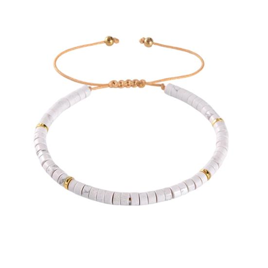 Women Bracelet Adjustable Length Natural Stone Beads Bracelet Bohemia Style Stackable Bracelet Versatile Jewelry Accessory A